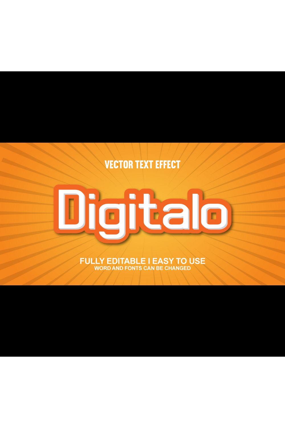 Fully Editable Vector 3D Text Effect pinterest preview image.