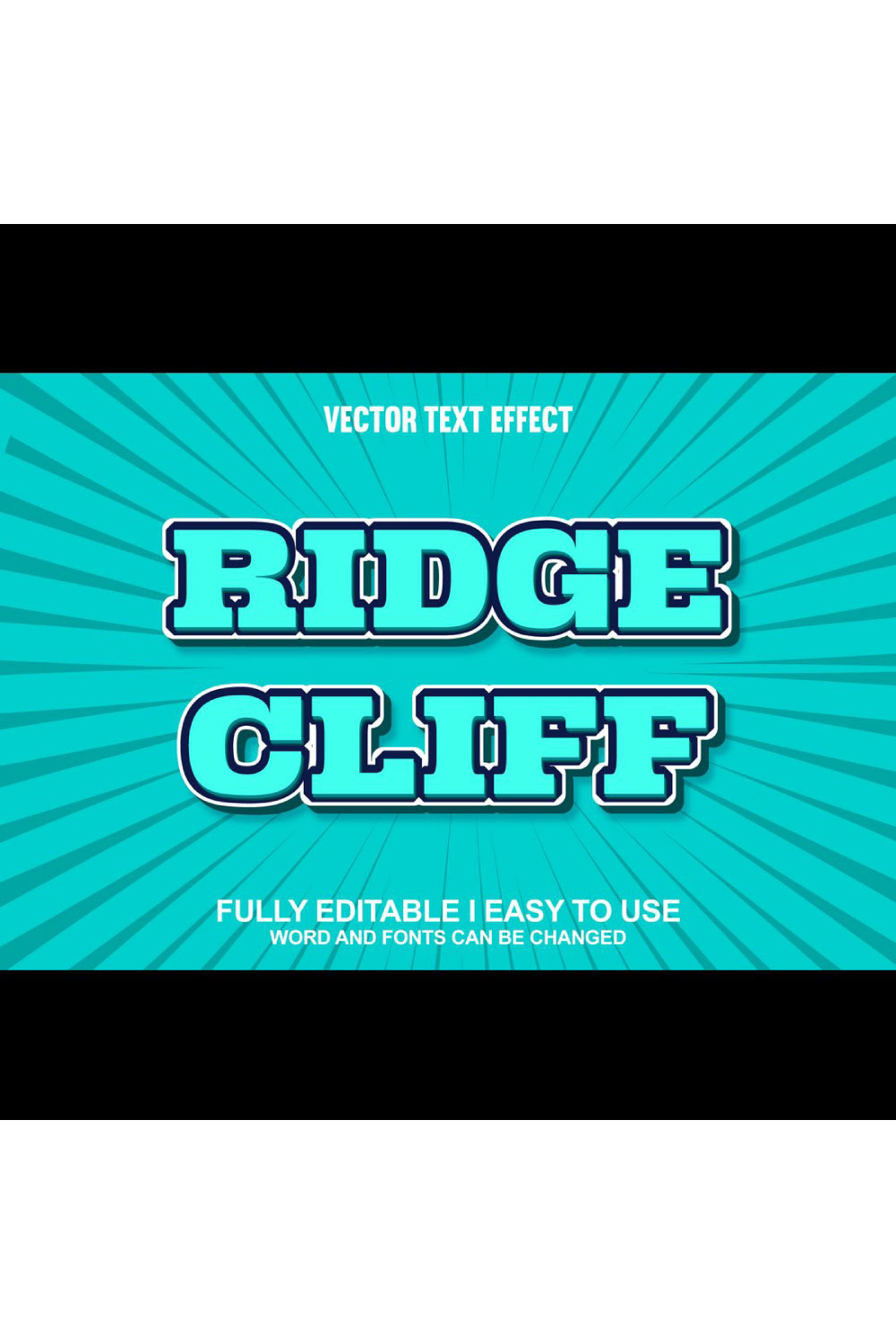 Fully Editable Vector 3D Text Effect pinterest preview image.