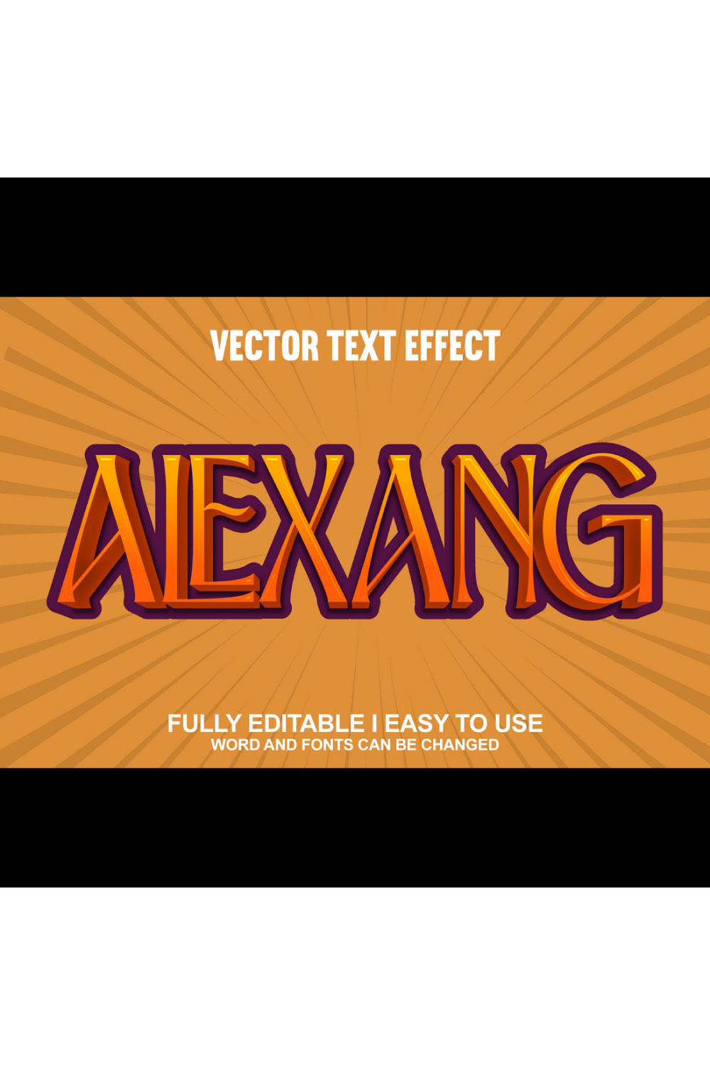 Fully Editable Vector Text Effect pinterest preview image.