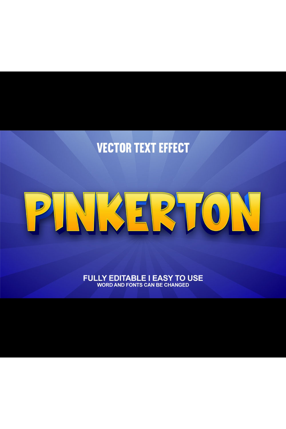 Fully Editable Vector 3D Text Effect pinterest preview image.