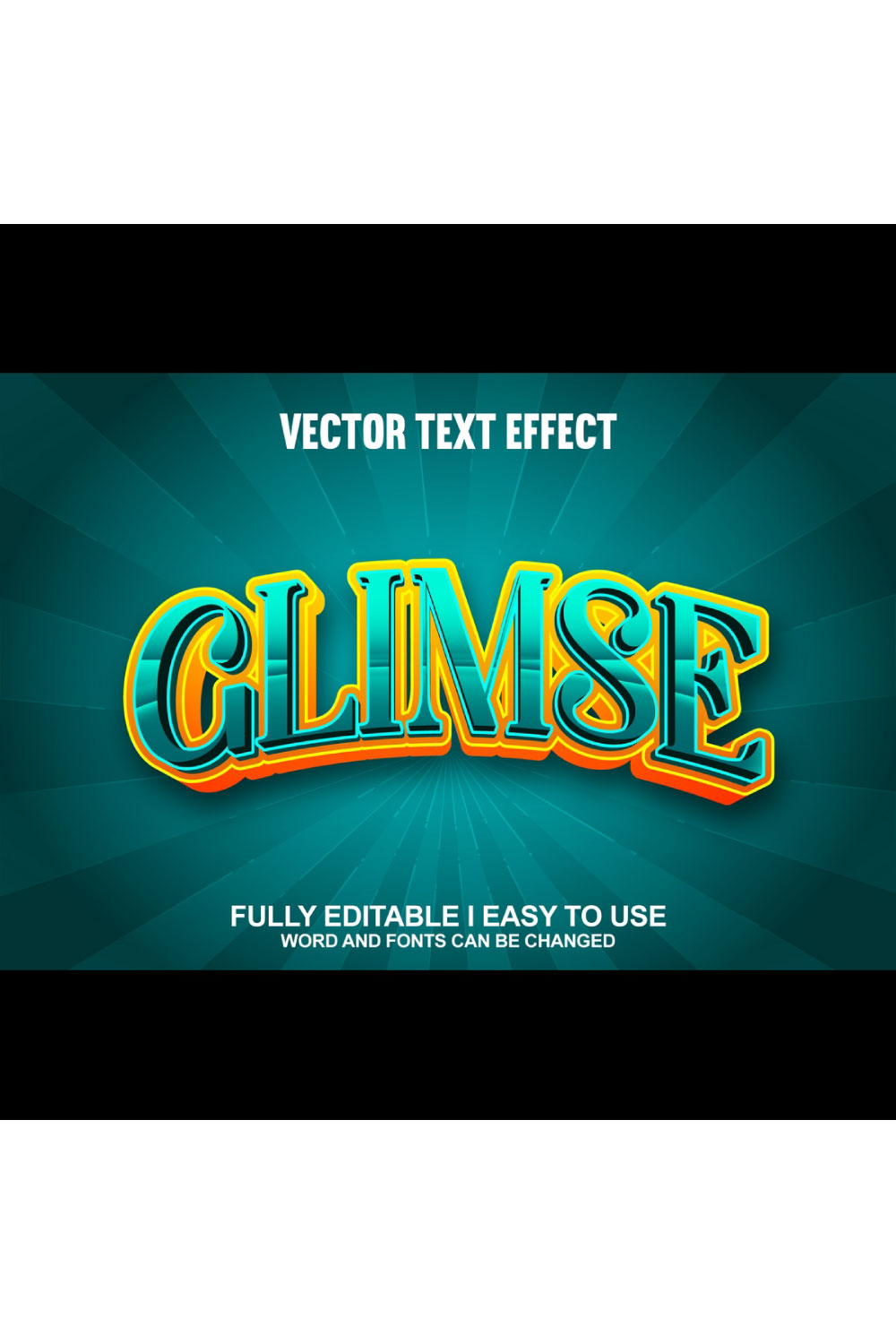 Fully Editable Vector 3D Text Effect pinterest preview image.