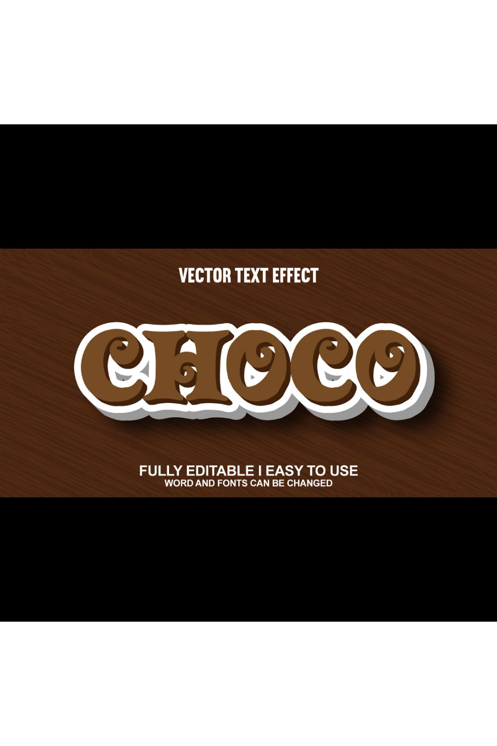 Fully Editable Vector 3D Text Effect pinterest preview image.