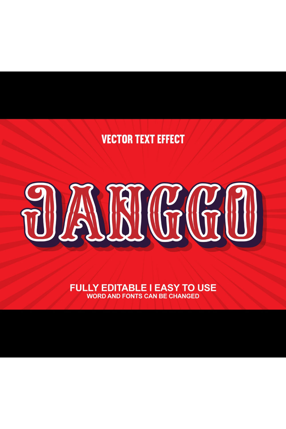 Fully Editable Vector 3D Text Effect pinterest preview image.