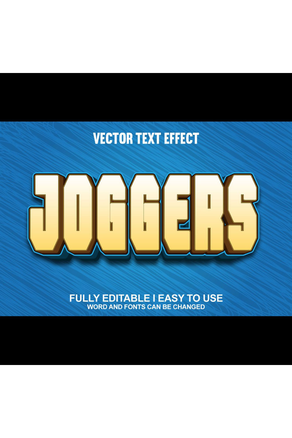 Fully Editable Vector 3D Text Effect pinterest preview image.