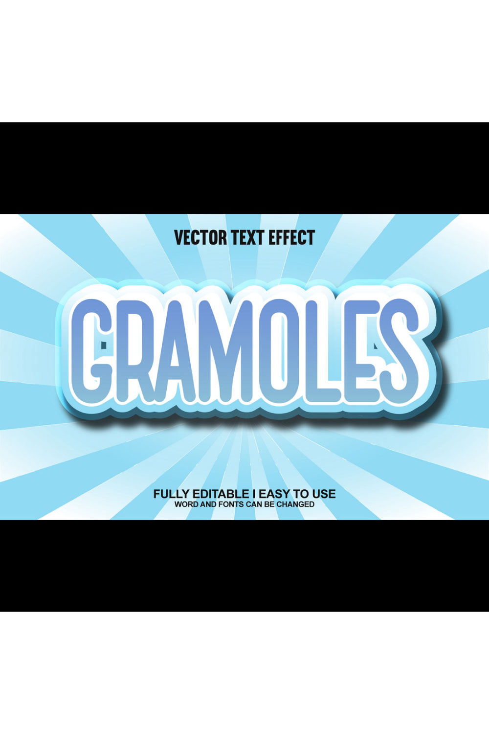 Fully Editable Vector 3D Text Effect pinterest preview image.