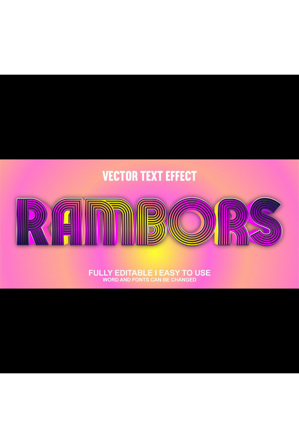 Fully Editable Vector 3D Text Effect pinterest preview image.