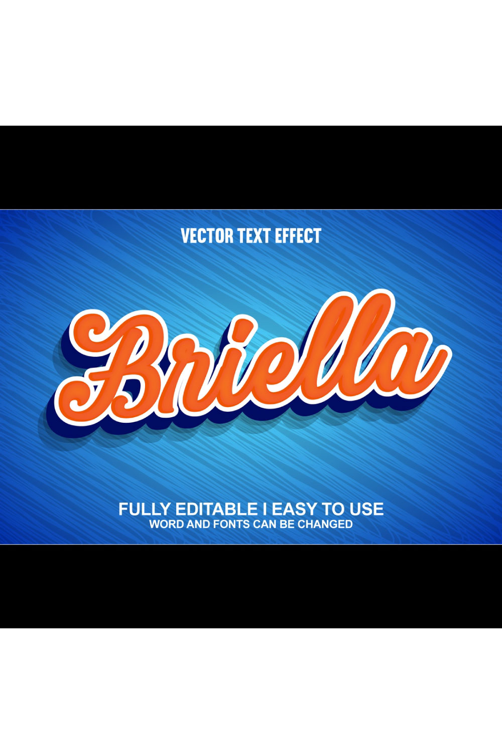 Fully Editable Vector 3D Text Effect pinterest preview image.