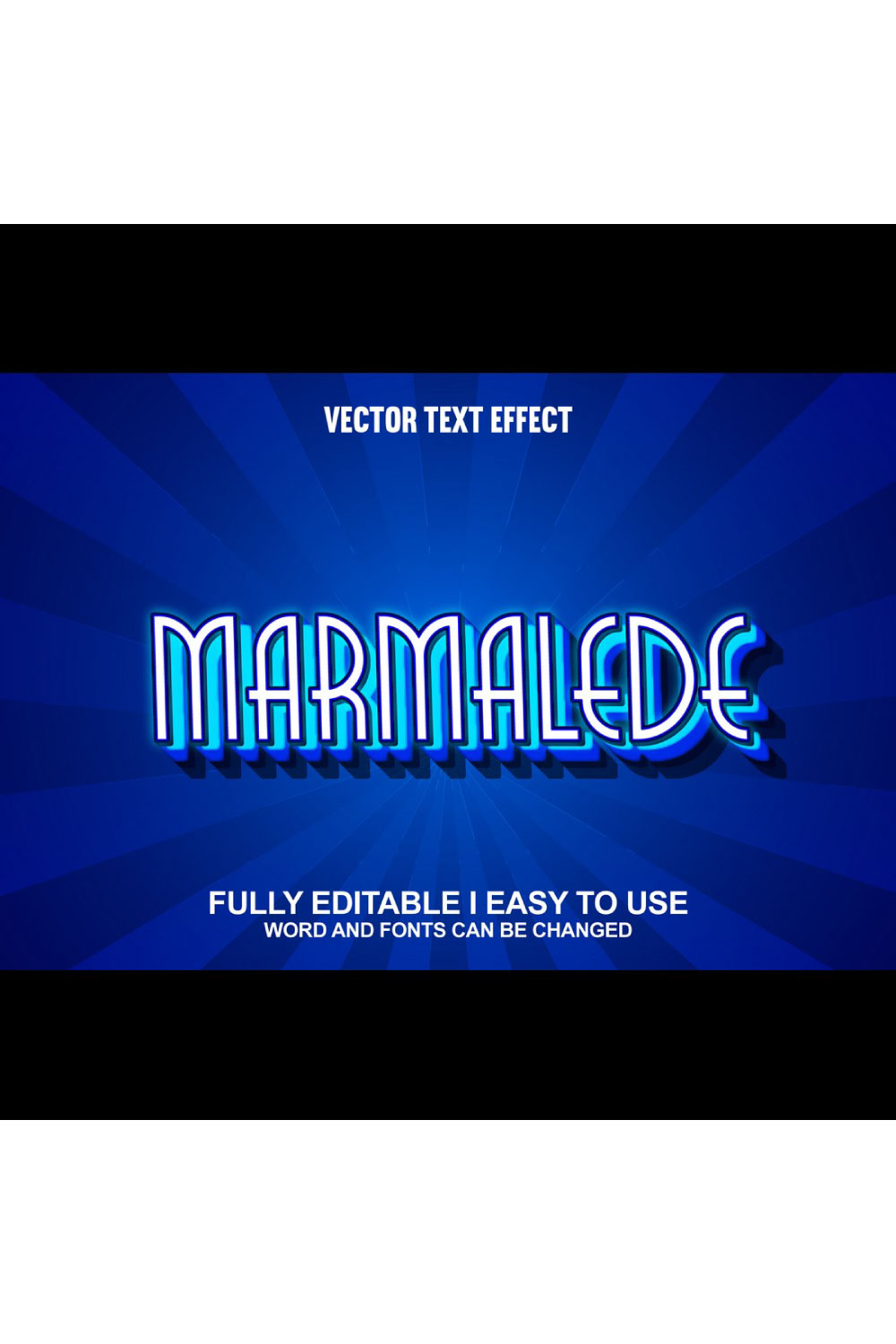 Fully Editable Vector 3D Text Effect pinterest preview image.