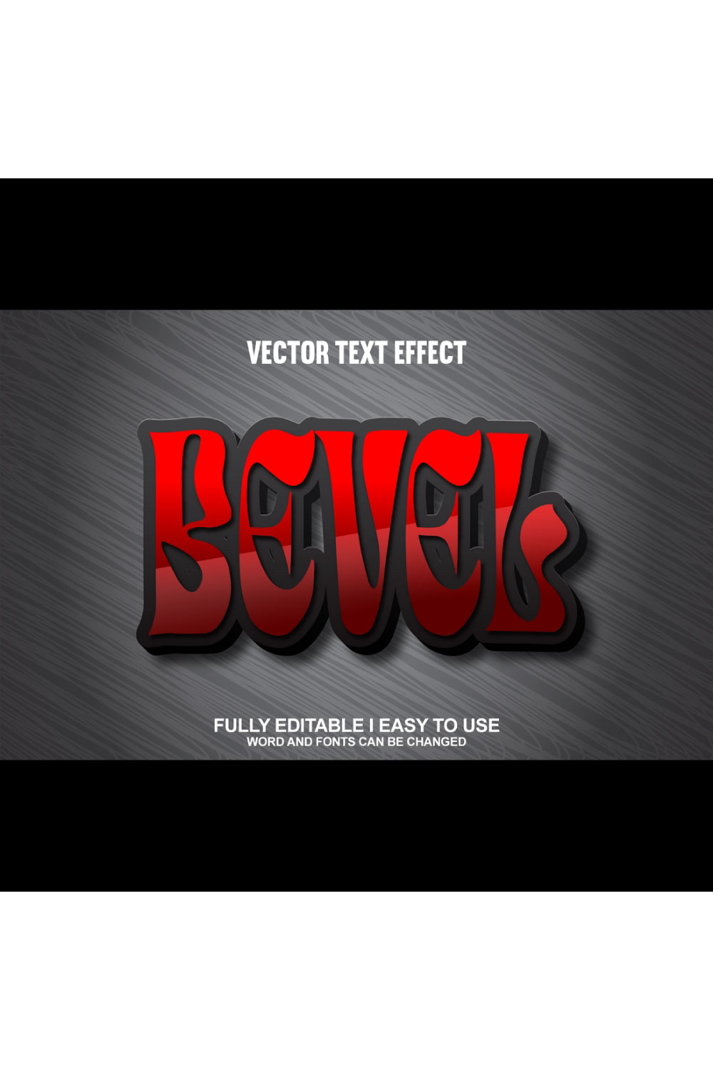 Fully Editable Vector 3D Text Effect pinterest preview image.