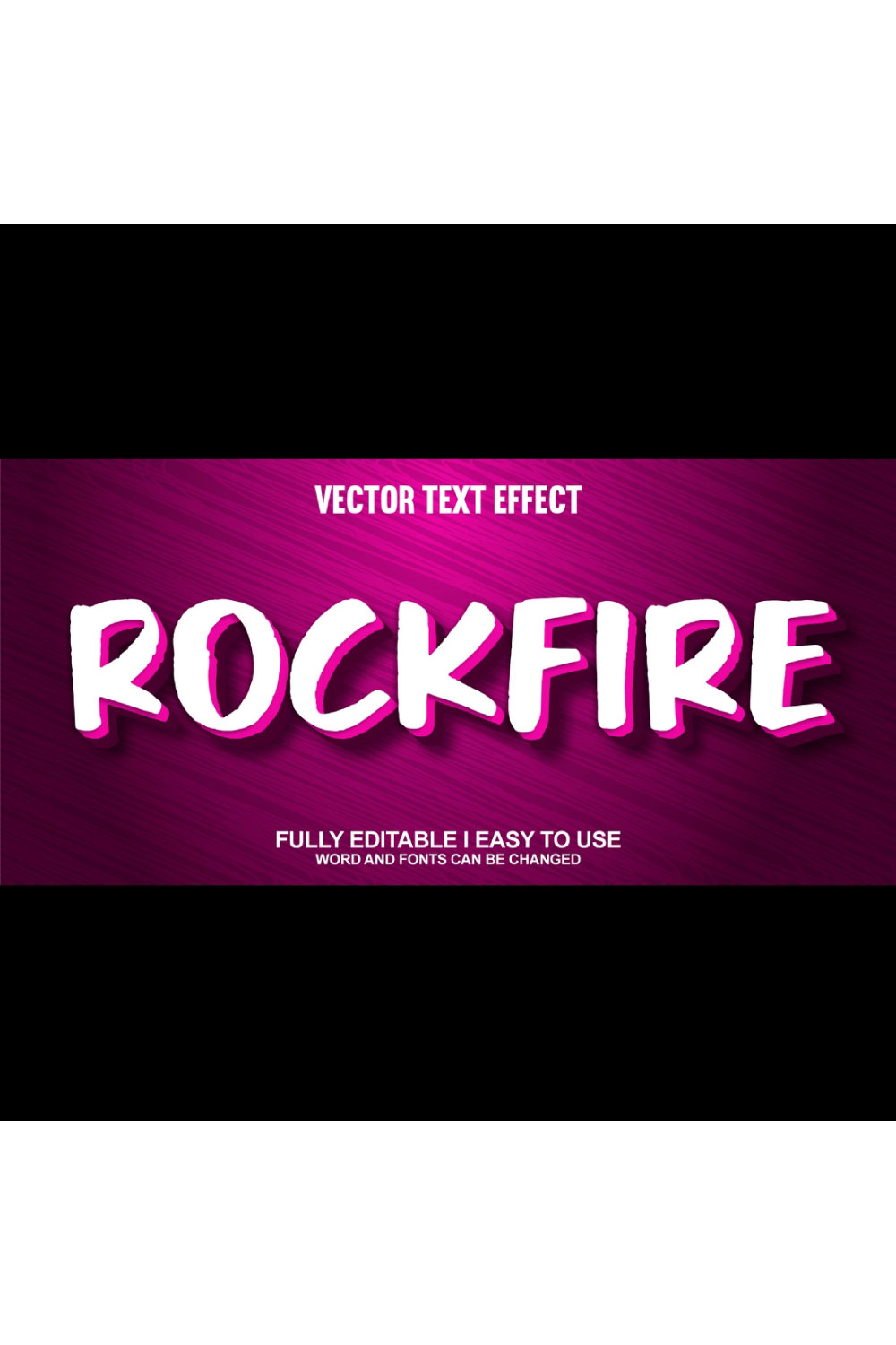 Fully Editable Vector 3D Text Effect pinterest preview image.