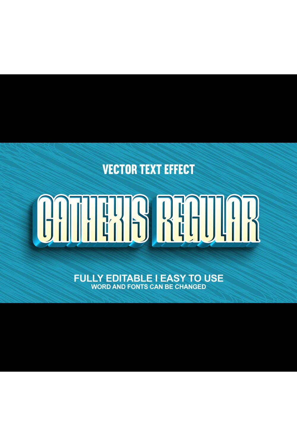 Fully Editable Vector 3D Text Effect pinterest preview image.