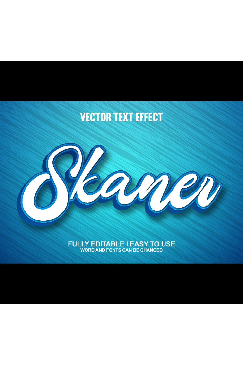 Fully Editable Vector 3D Text Effect pinterest preview image.