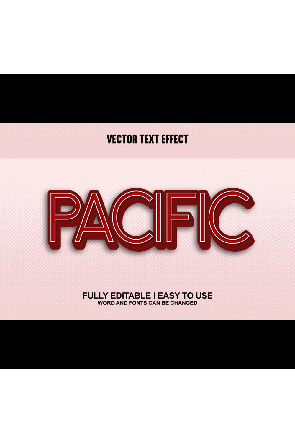 Fully Editable Vector 3D Text Effect pinterest preview image.