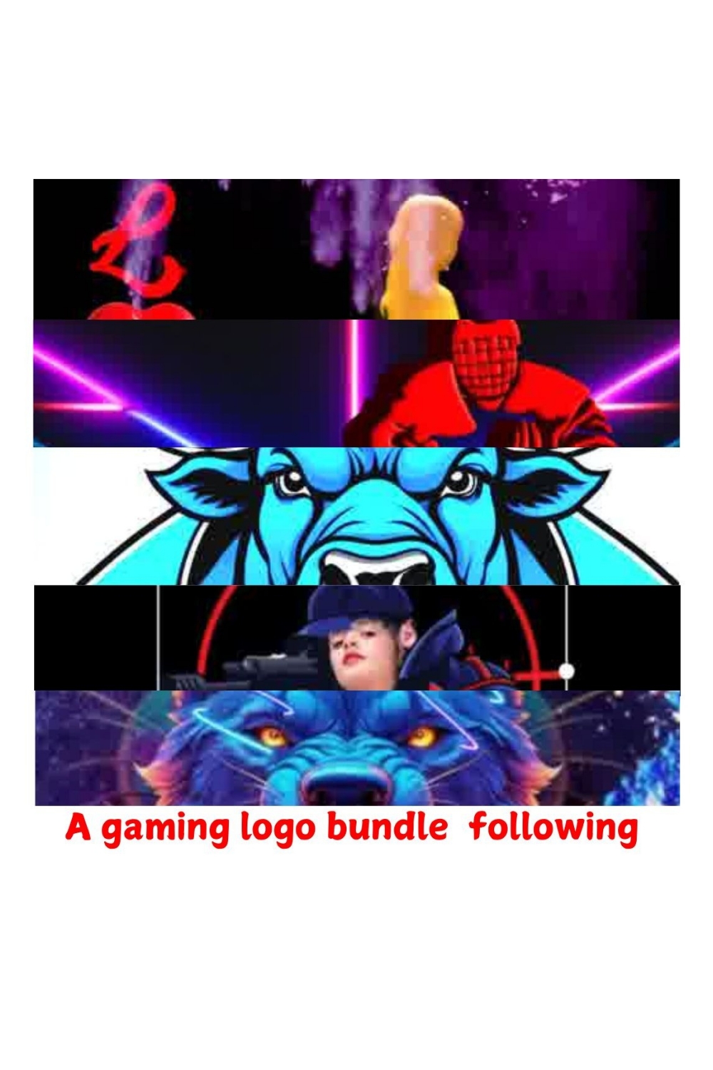 A Gaming logo bundle following pinterest preview image.