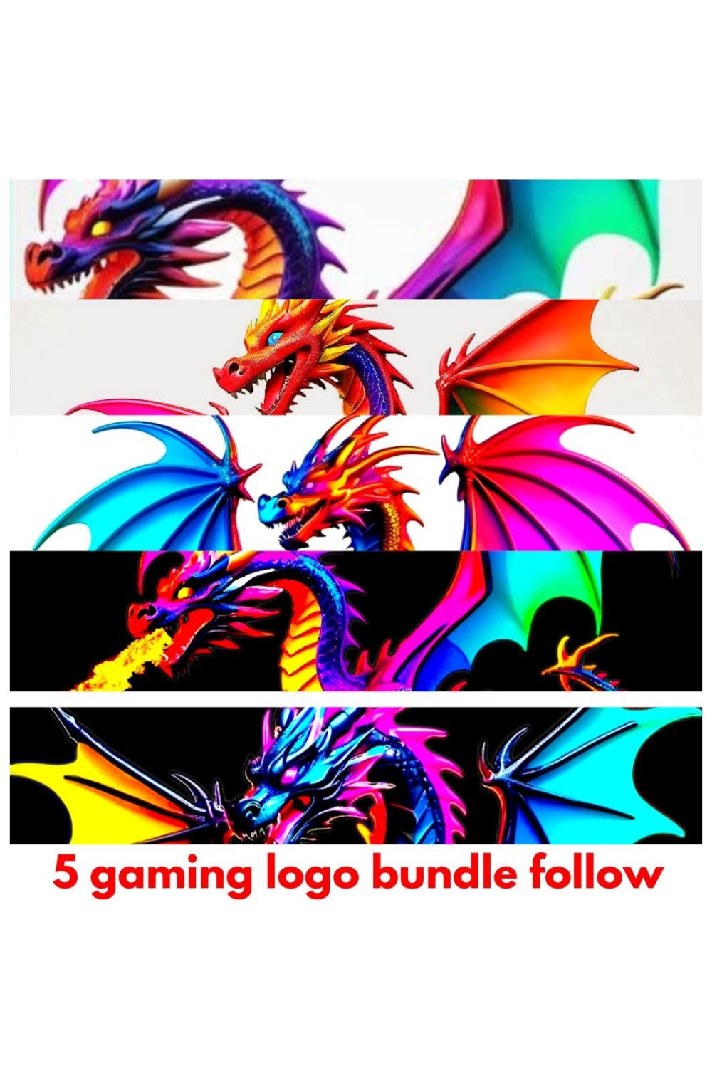 5 gaming dragon logo bundle follow pinterest preview image.