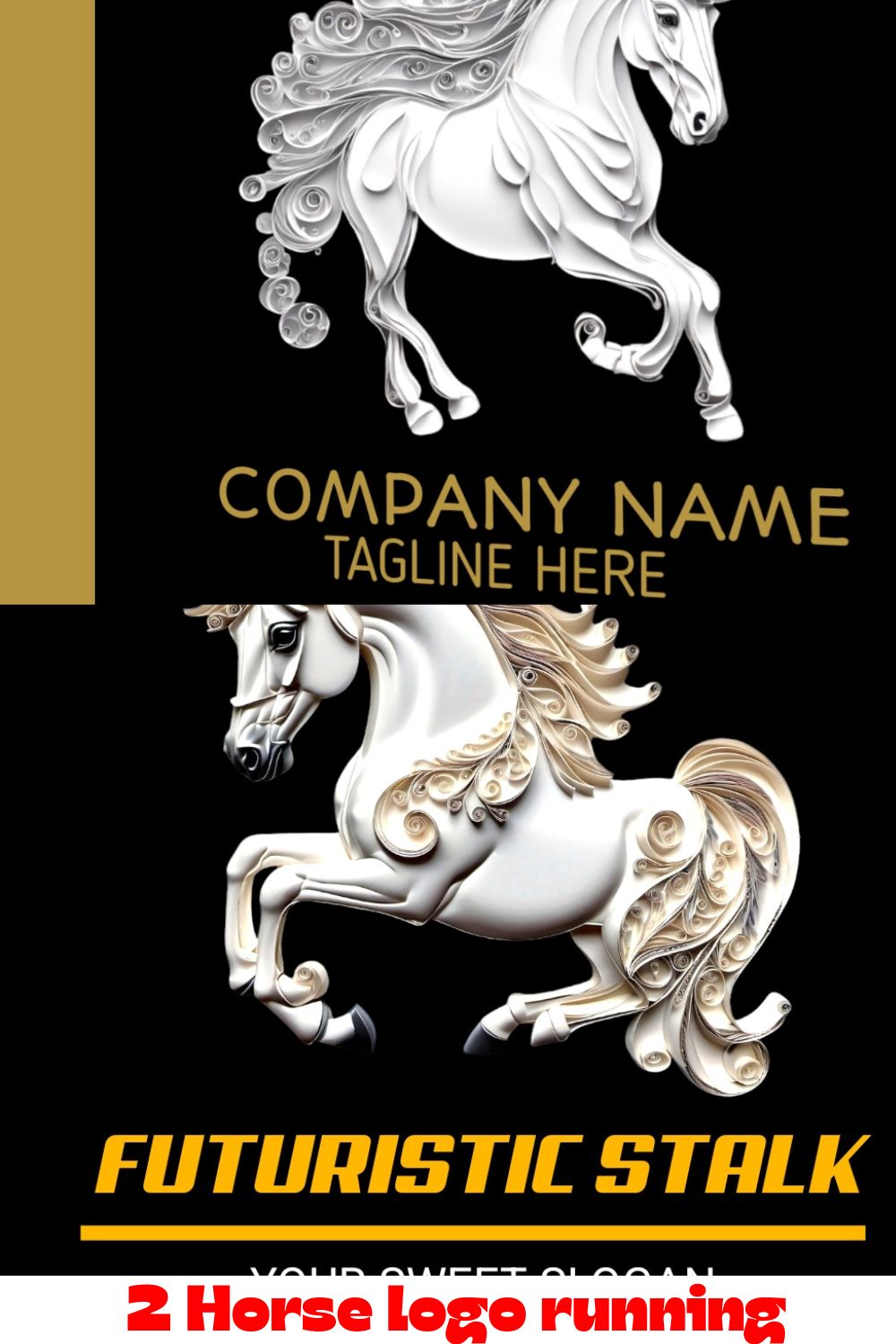 2 Horse logo running pinterest preview image.