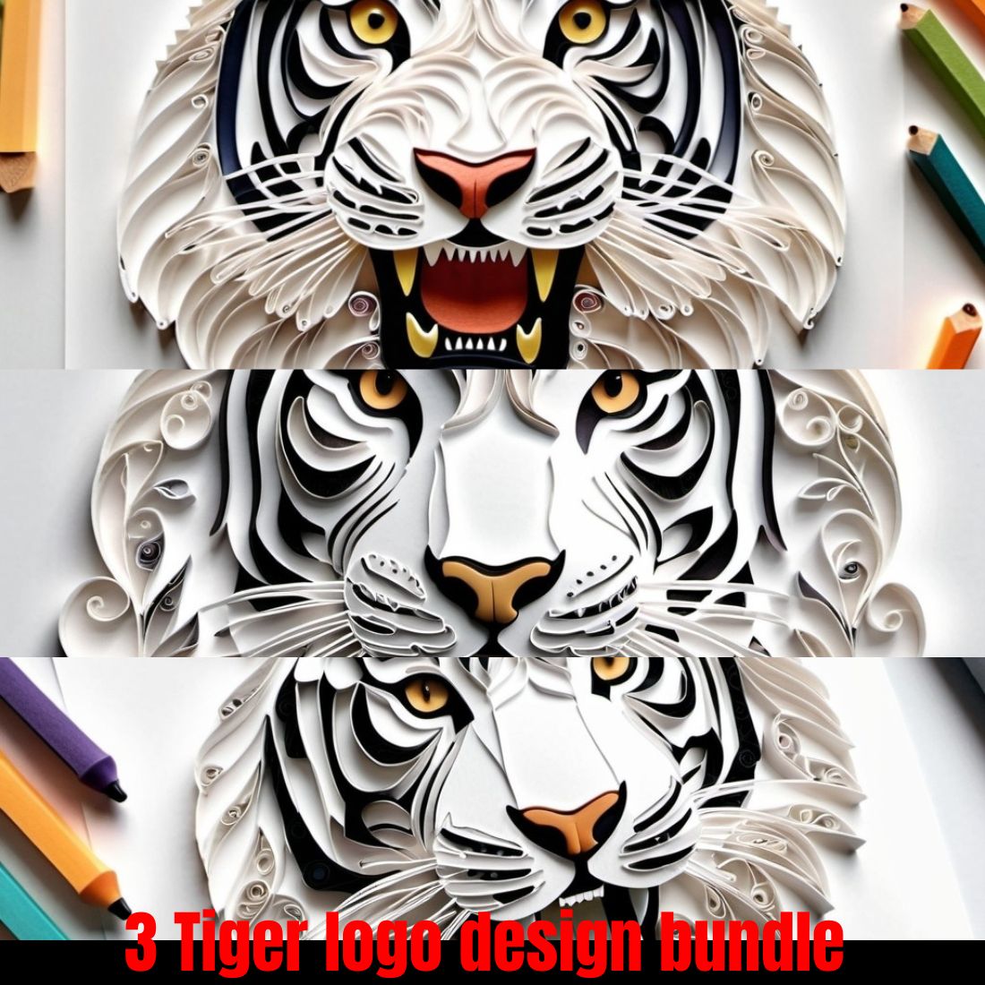 3 tiger logo design bundle cover image.