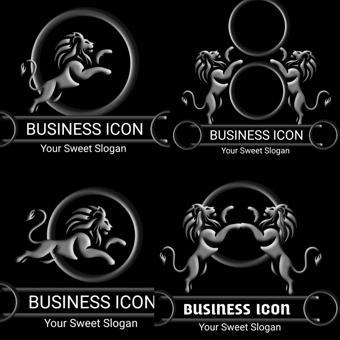 4 Lion Logo Business card preview image.