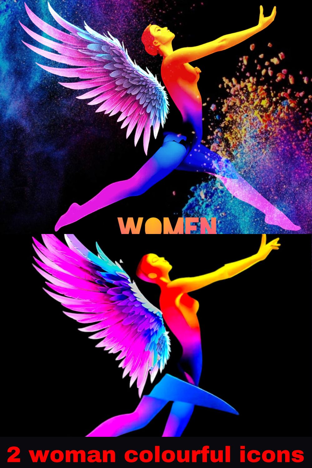 2 women colorful icons pinterest preview image.