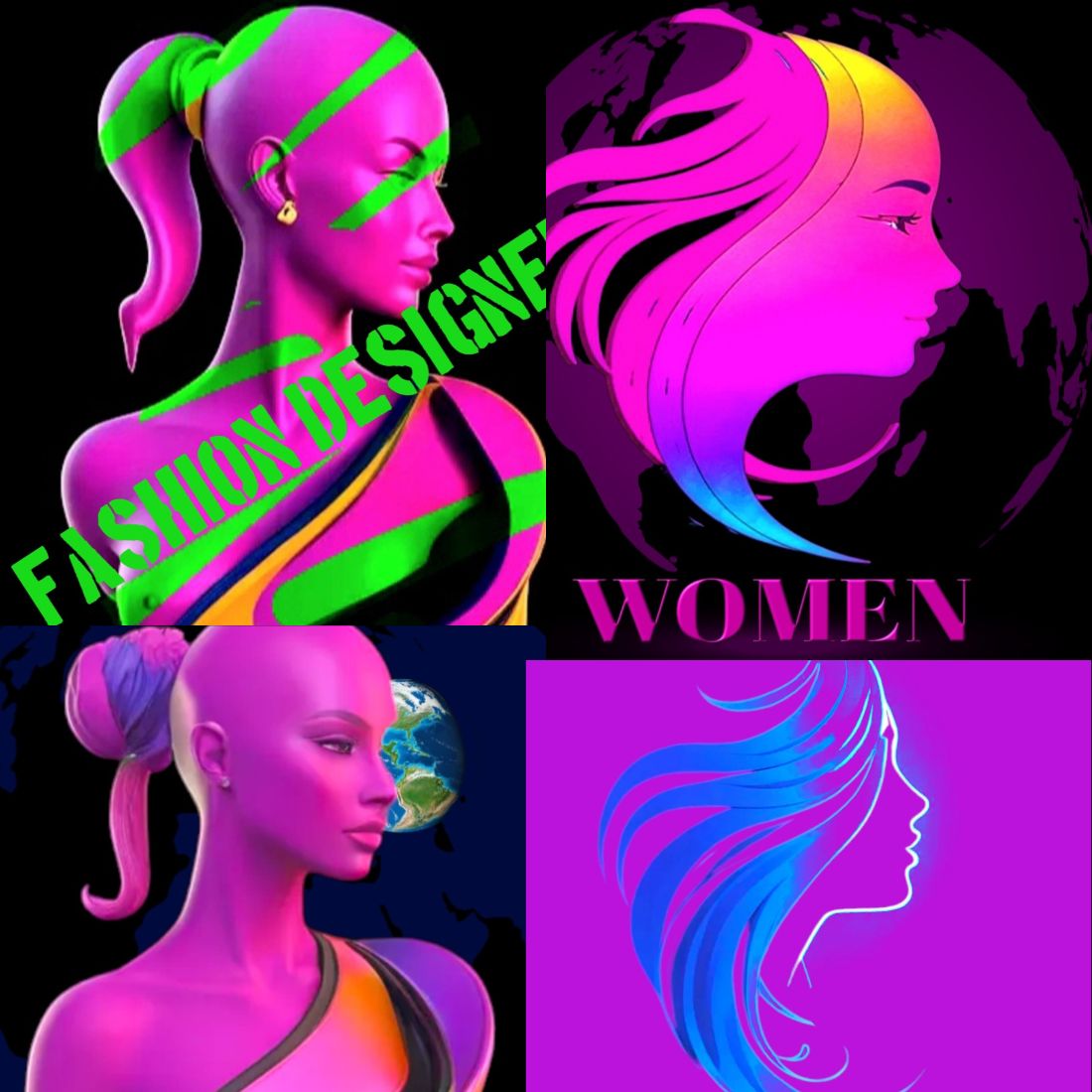 4women colorful icons preview image.