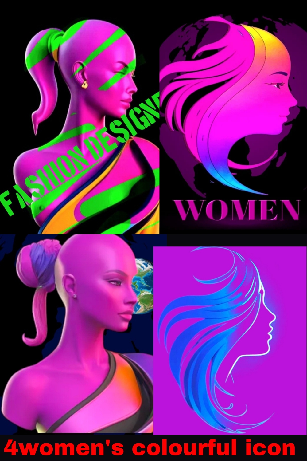 4women colorful icons pinterest preview image.