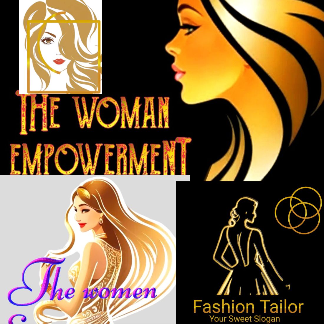 4 women logo design bundle preview image.