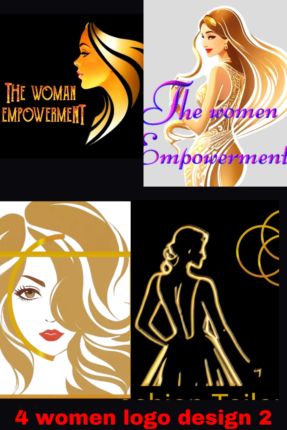 4 women logo design bundle pinterest preview image.