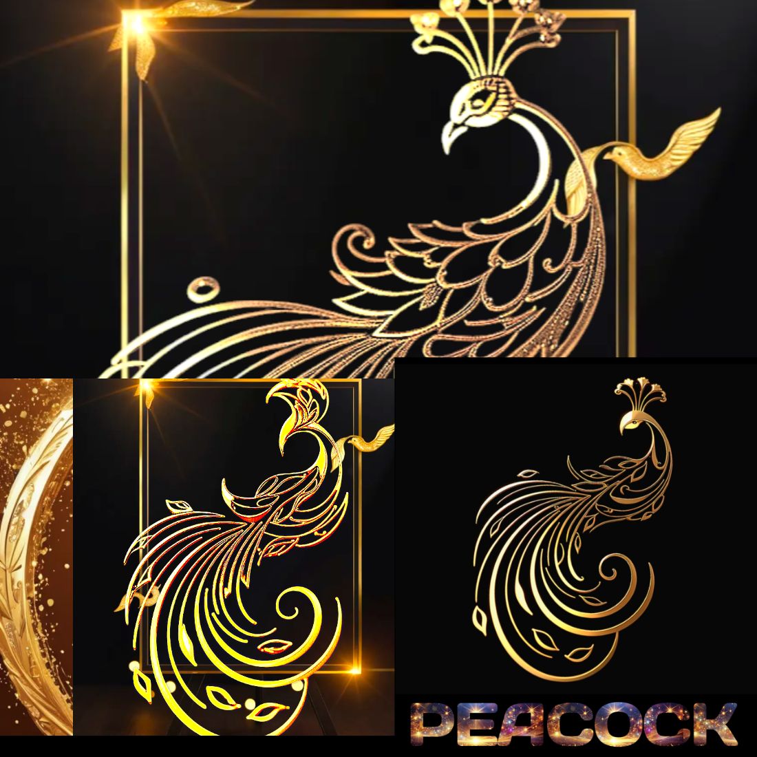 3 Golden Peacock logo bundle preview image.