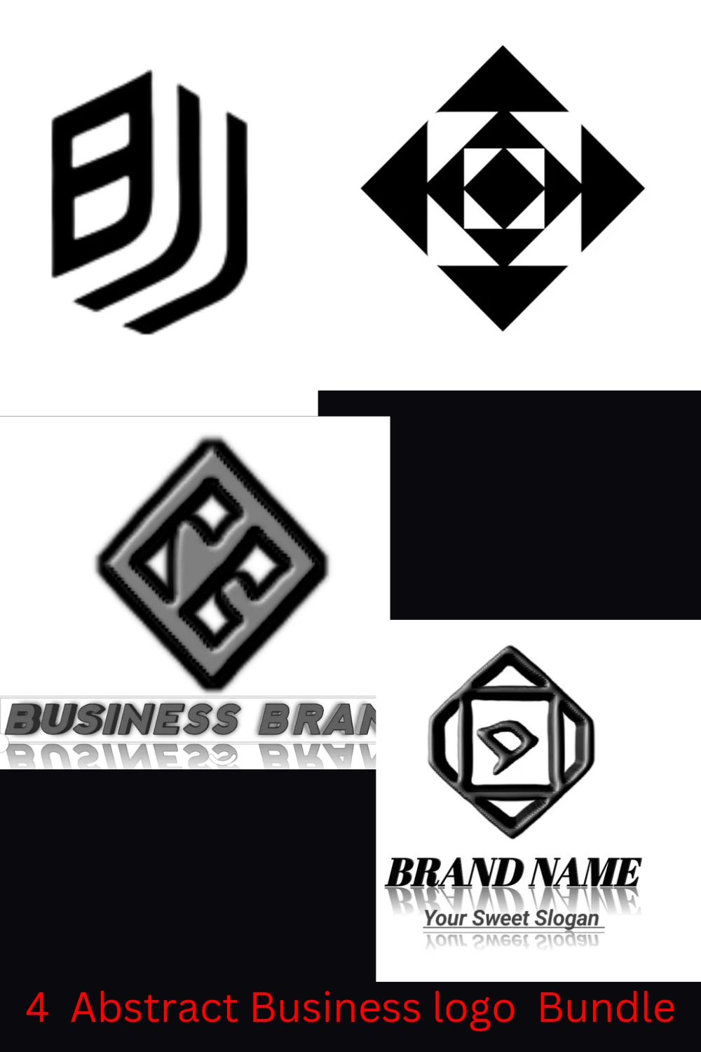 4 Abstract Business Logo Bundle pinterest preview image.