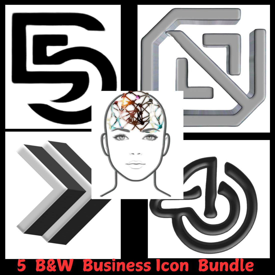 5 B &W BUSINESS ICON BUNDLE cover image.