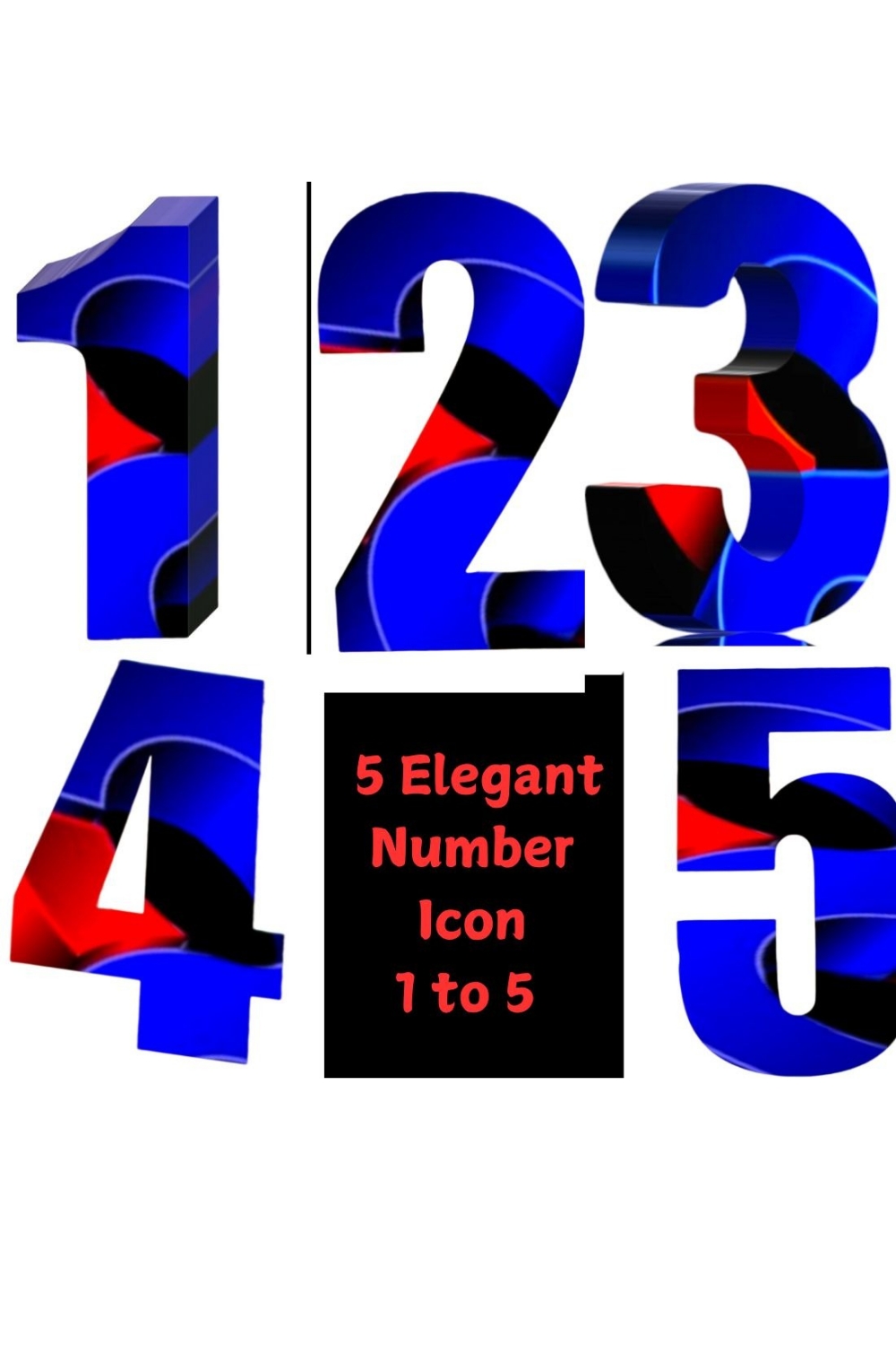 5 Elegant Number Icon 1 to 5 pinterest preview image.