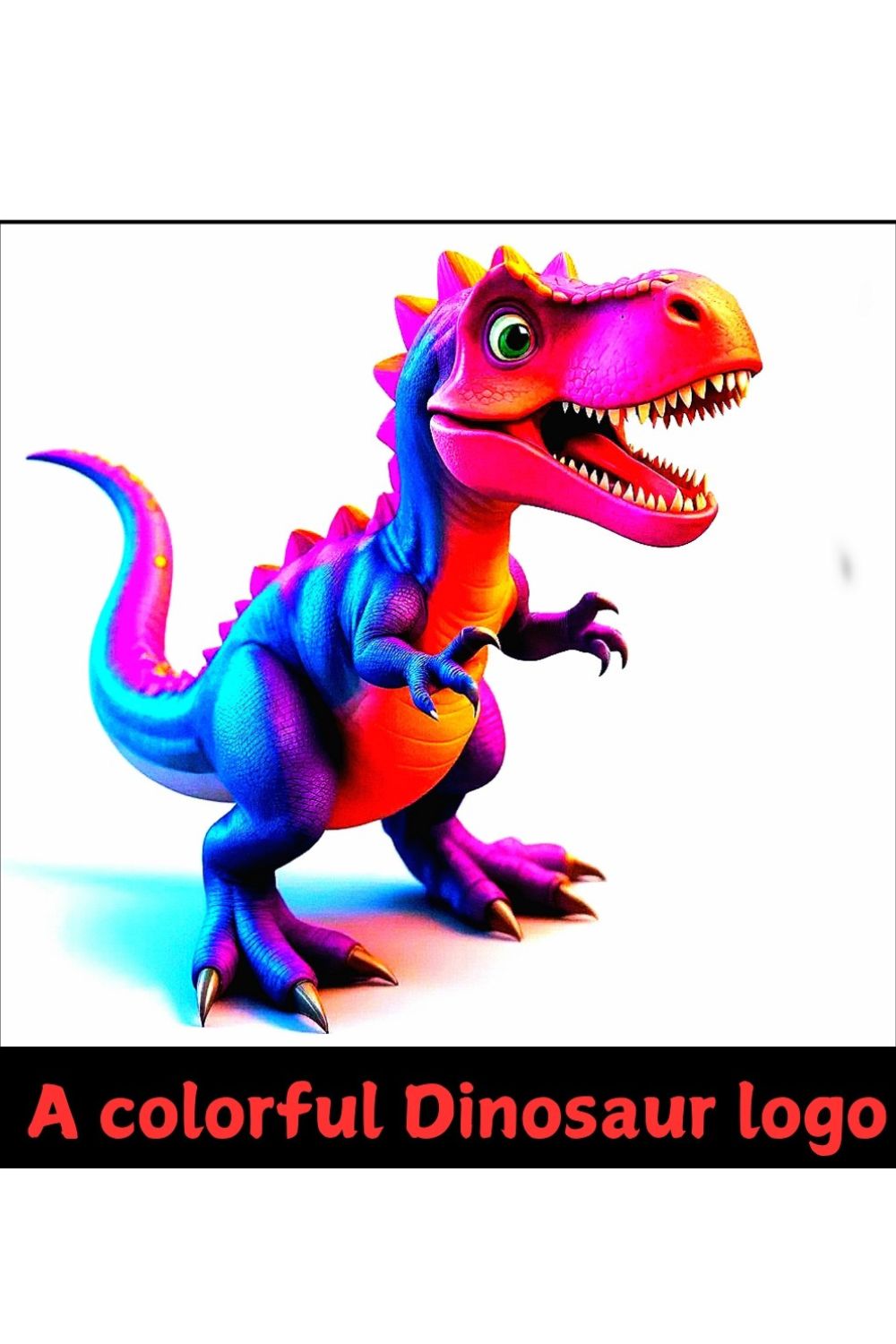 A colorful Dinosaur logo pinterest preview image.