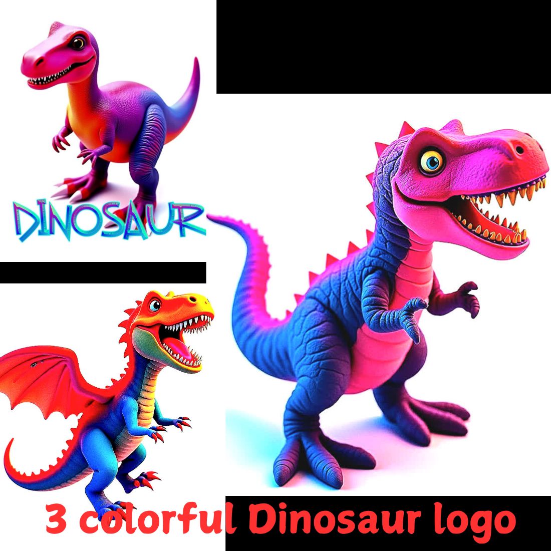 3 Colourful Dinosaur logo cover image.