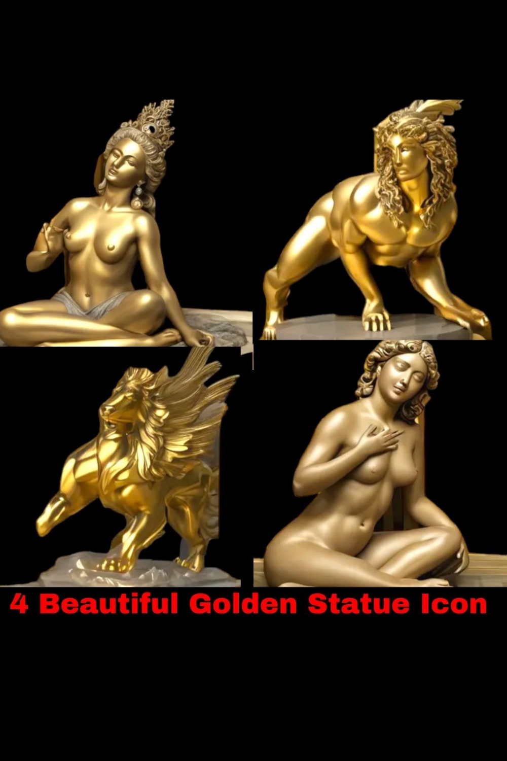 4 Beautiful Golden Statue Icon pinterest preview image.