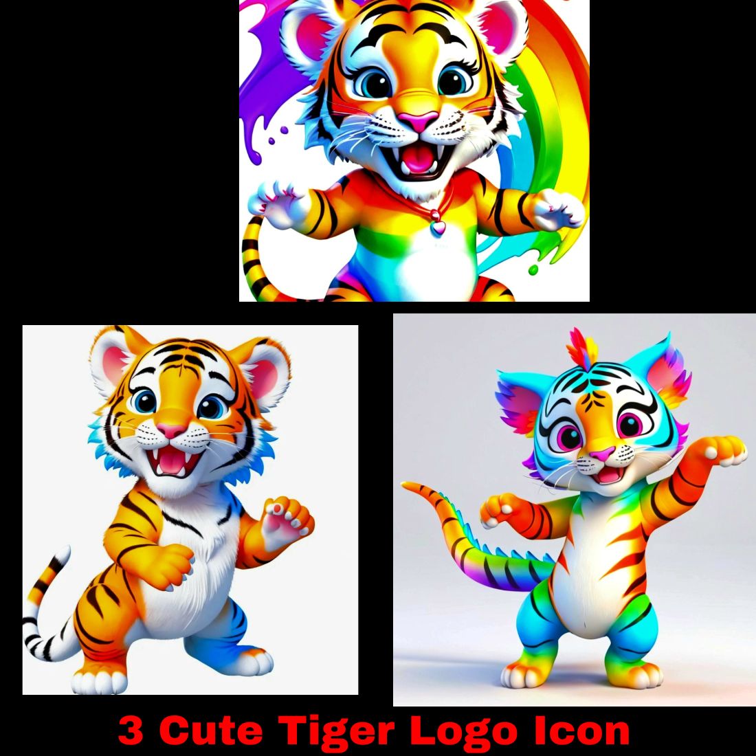 3 Cute Tiger Logo Icon cover image.