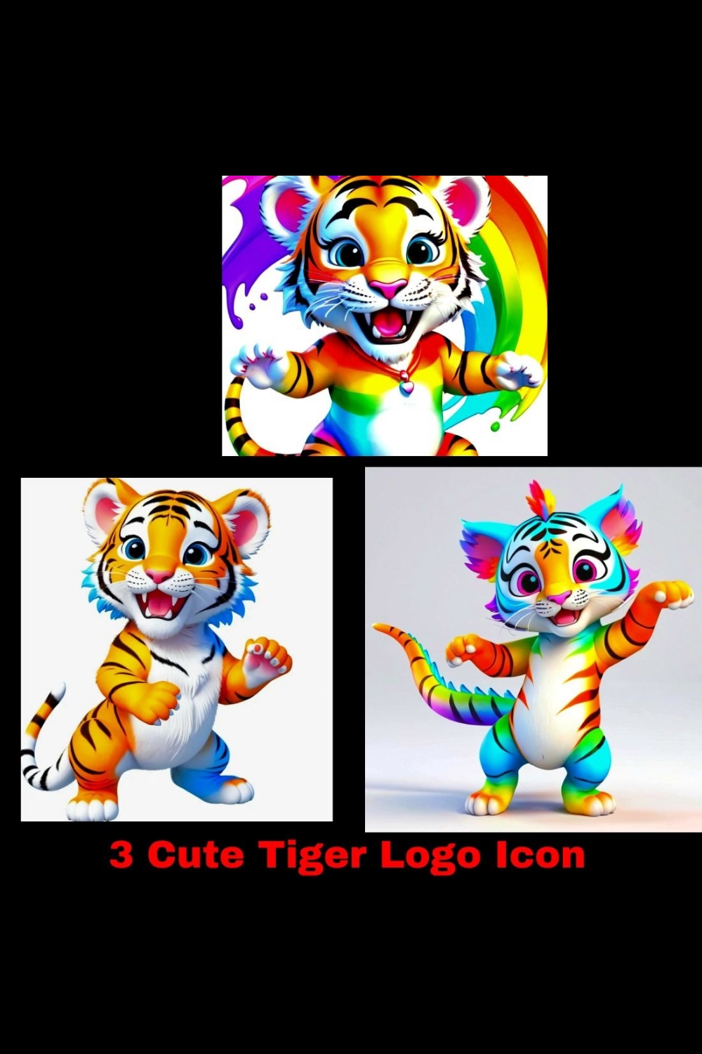 3 Cute Tiger Logo Icon pinterest preview image.