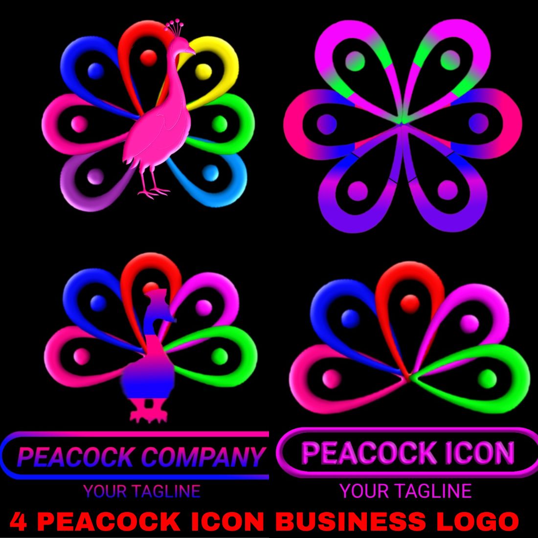 4 PEACOCK ICON BUSINESS LOGO cover image.