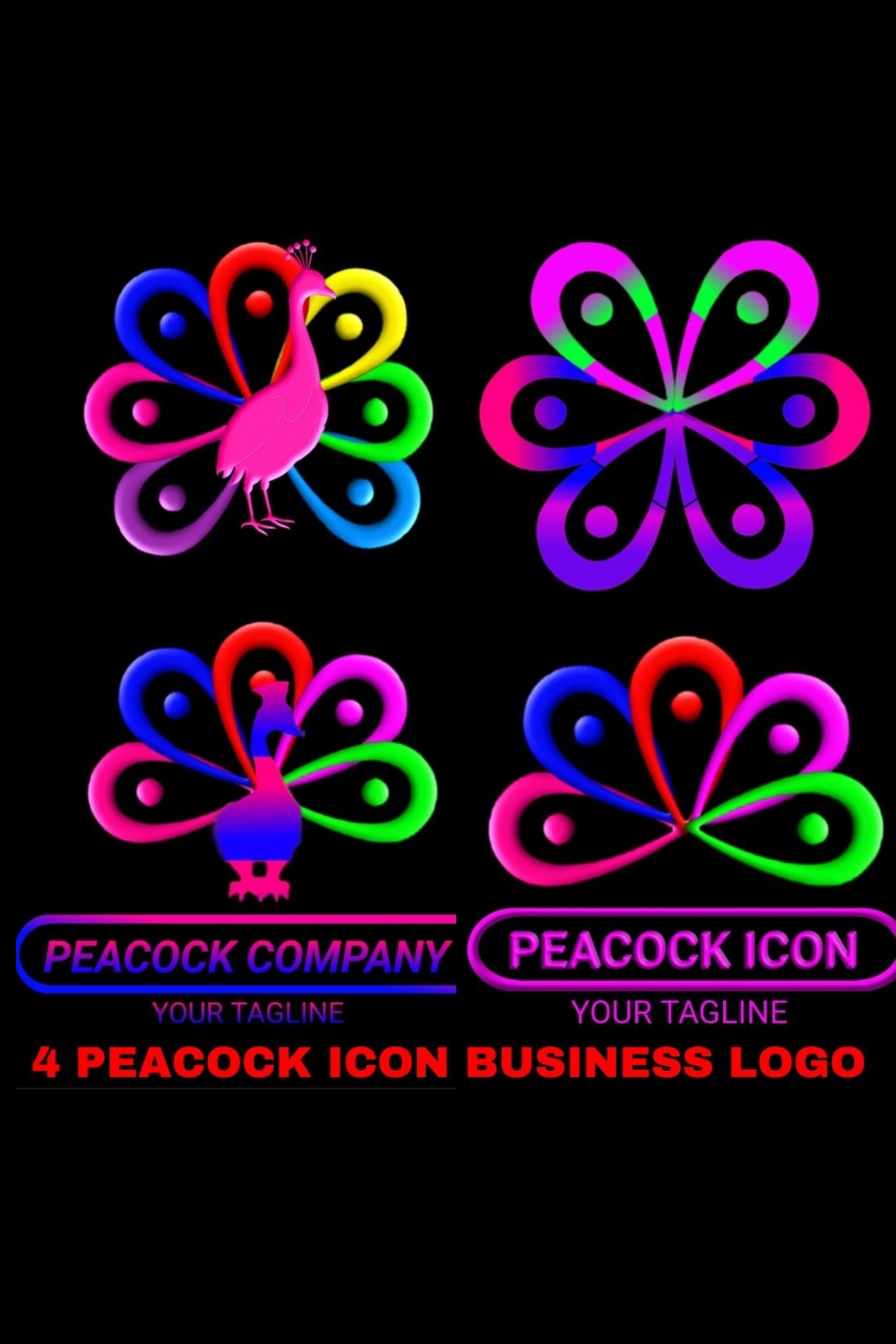 4 PEACOCK ICON BUSINESS LOGO pinterest preview image.