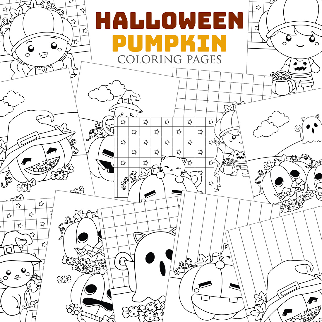 Cute Halloween Pumpkin Costume Character Kids Ornaments Accessories Party Celebration Cartoon Coloring Activity for Kids and Adult cover image.