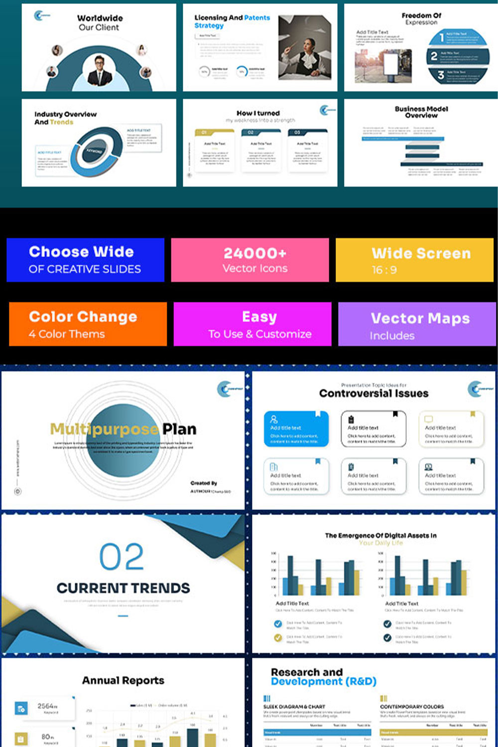 Corporate Champion Plan Presentation Template pinterest preview image.