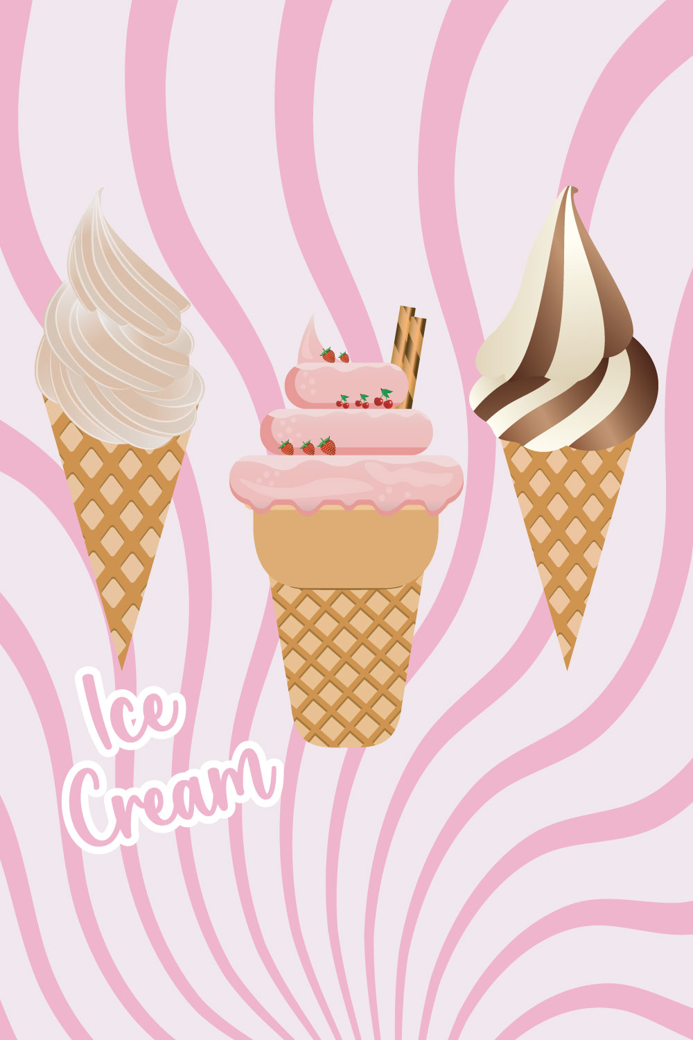 Ice Cream Set Vector pinterest preview image.