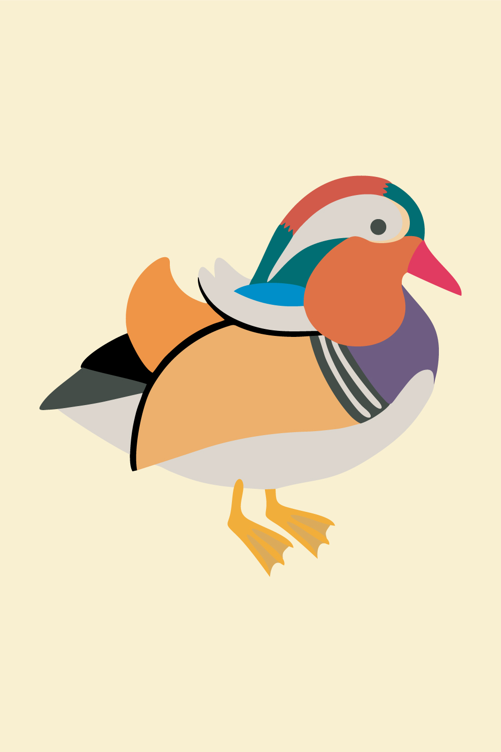 Mandarin Duck Vector pinterest preview image.