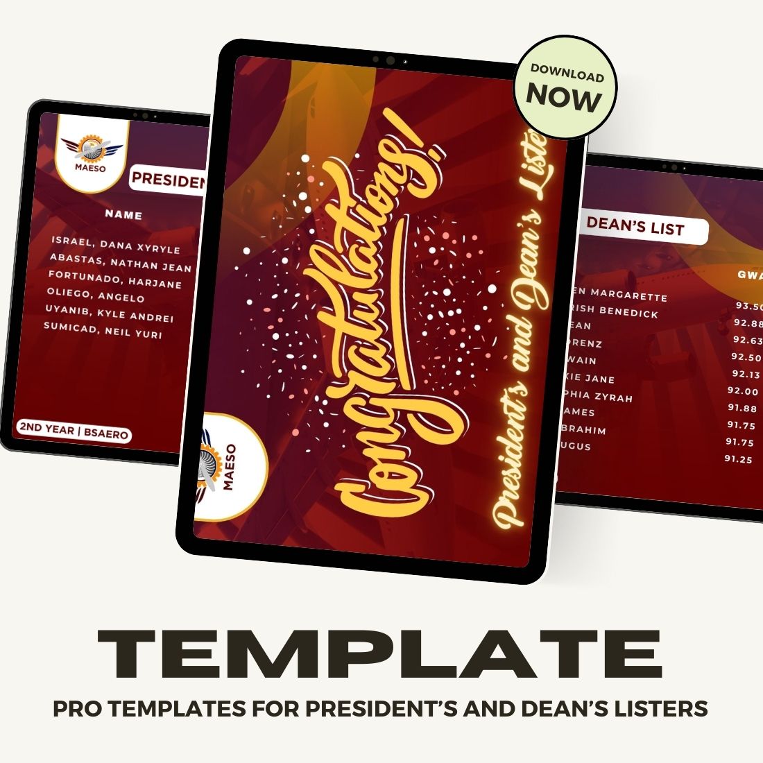 President's and Dean's Listers Pro Canva Template for you preview image.