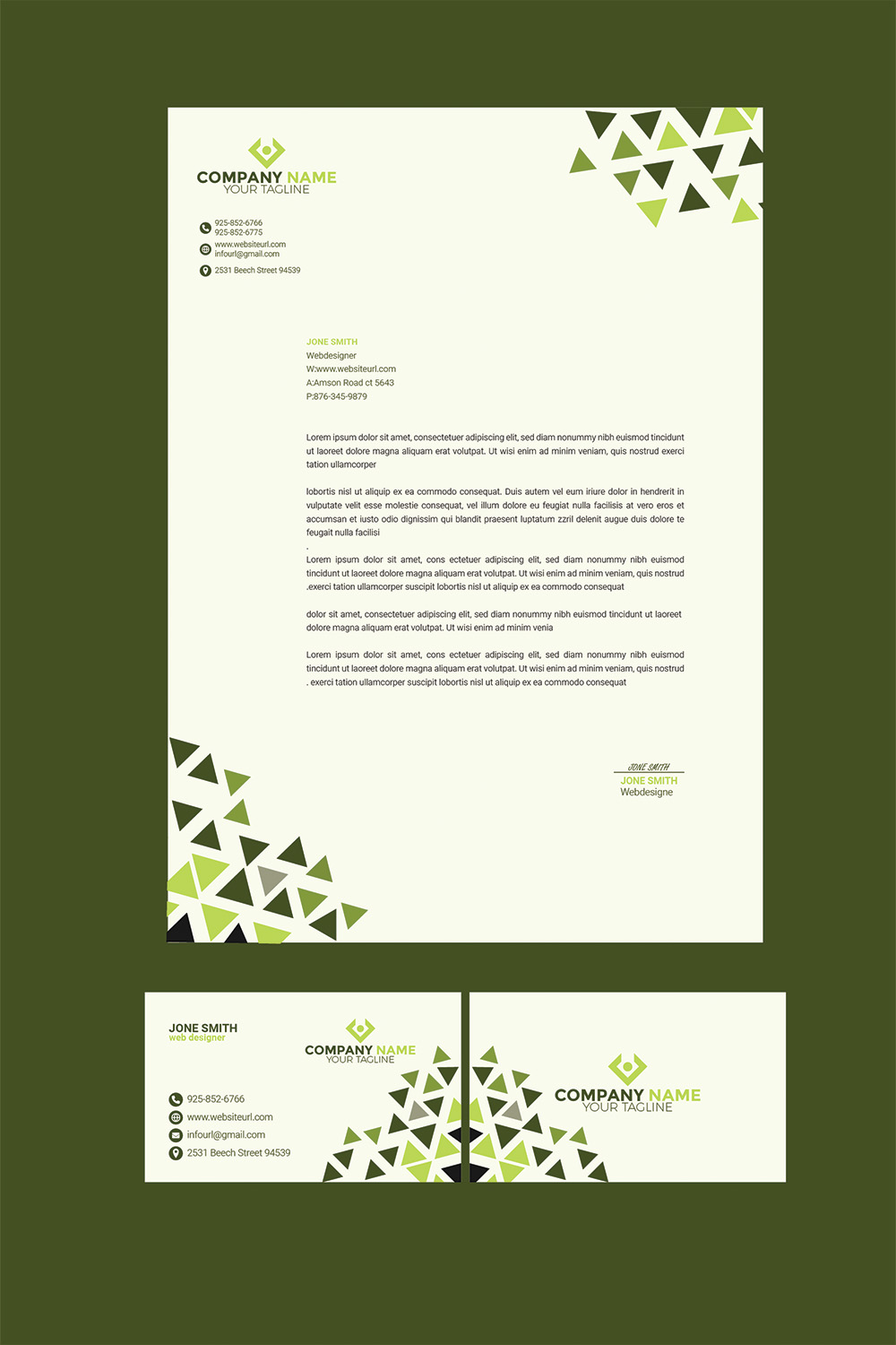 minimal Business Card and Letterhead pinterest preview image.