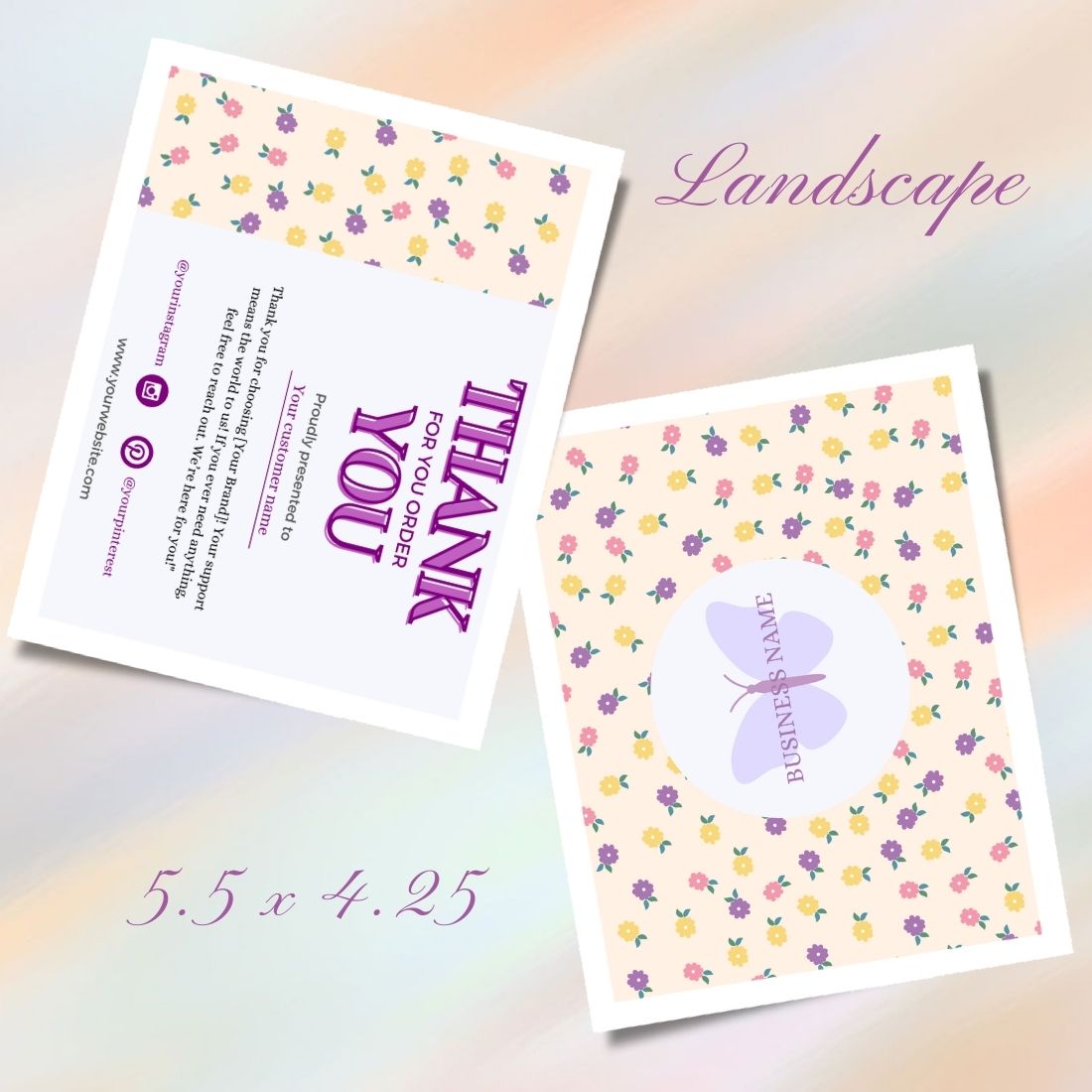 Thank you card Petal Pop, Business Branding Card, Digital Canva Template, Printable and Editable preview image.