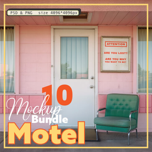 Vintage Motel Mockup Bundle | 10 High-Resolution Items | PSD & JPG Formats cover image.