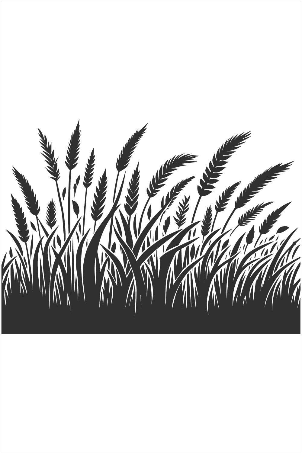 Silhouette of grass art design in black and white pinterest preview image.