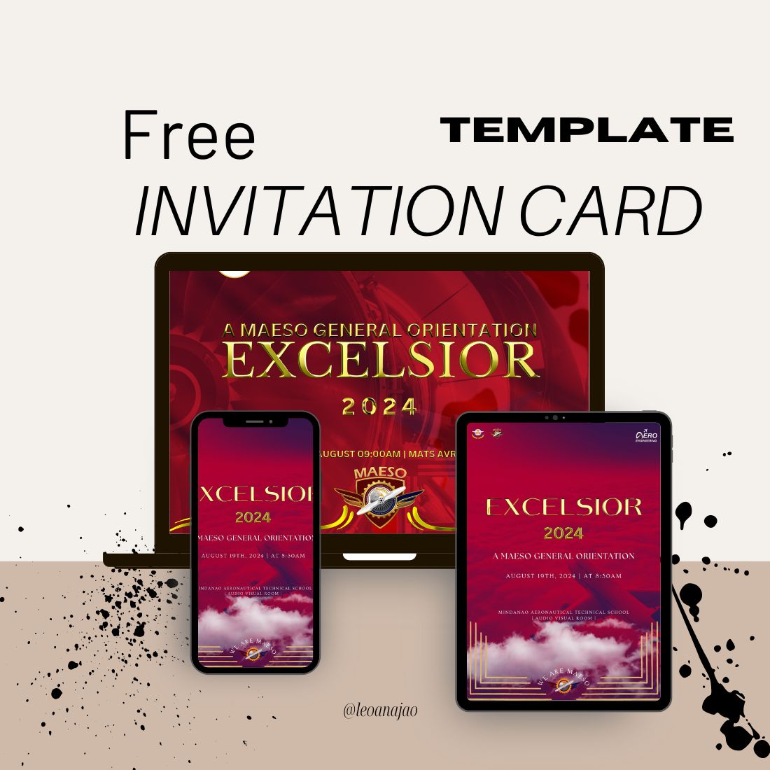 Invitation Card Luxurious FREE Canva Template cover image.