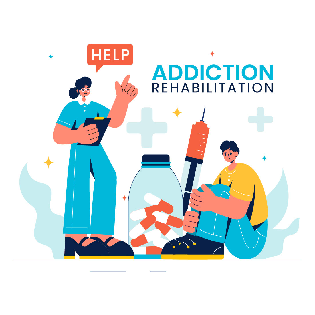 9 Addiction Rehabilitation Illustration preview image.