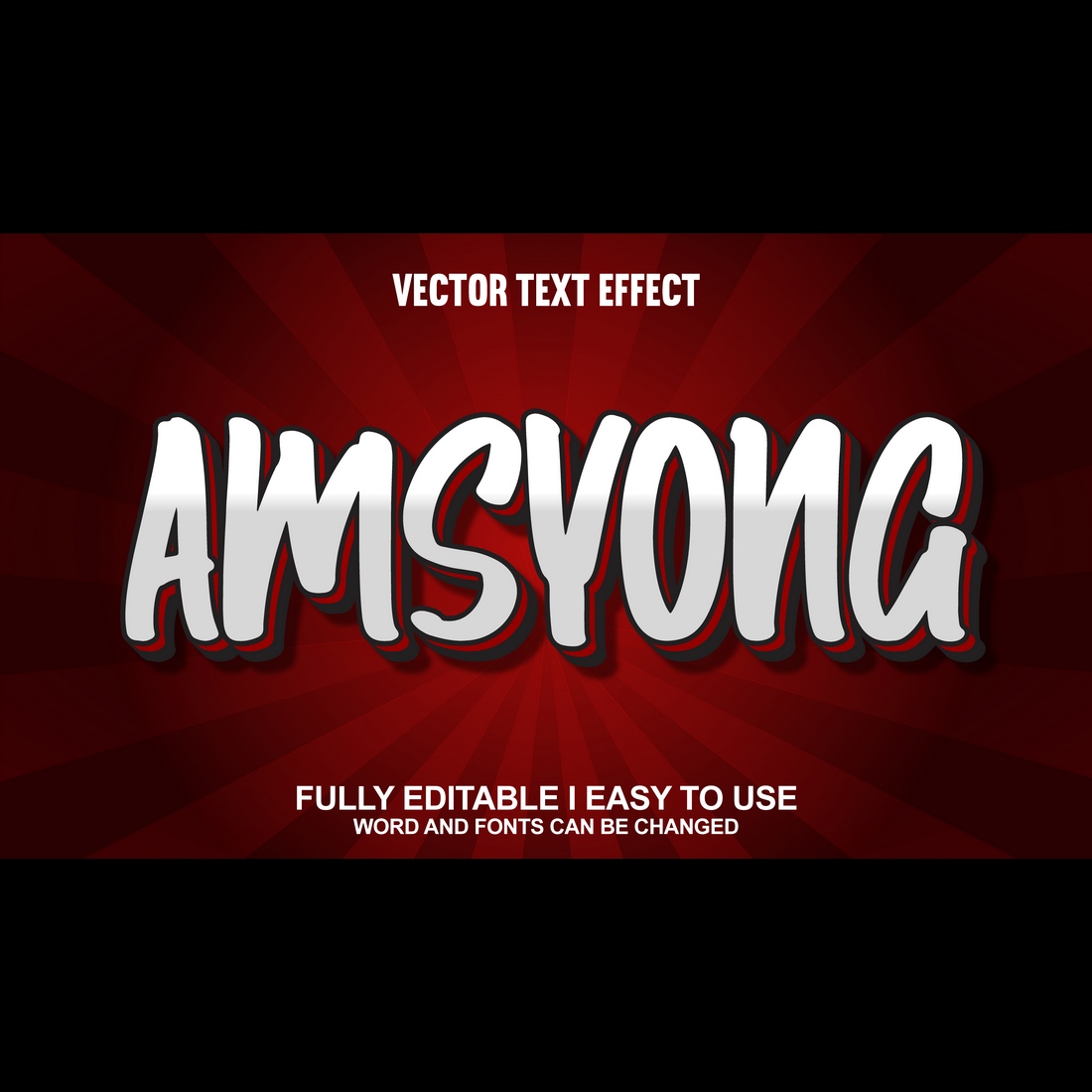 Fully Editable Vector Text Effect preview image.